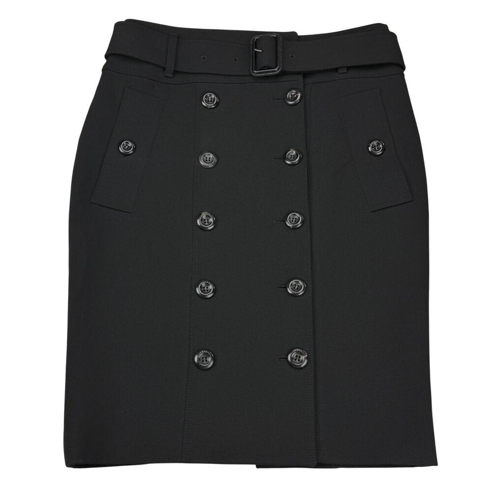 BURBERRY London Belted Button Front Pencil Skirt Size 6 Black - Picture 2 of 7